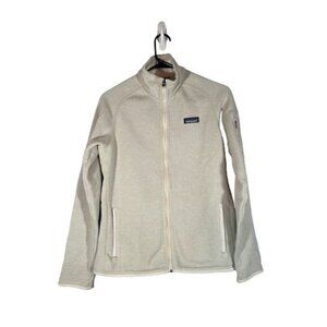 Patagonia White Mock Neck Better Sweater Full Zip Fleece Jacket Women Sz M